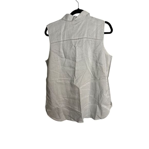 NWT Chico’s NO IRON SLEEVELESS LINEN TUNIC METALLIC NO IRON TANK OPTIC WHITE - Picture 6 of 6